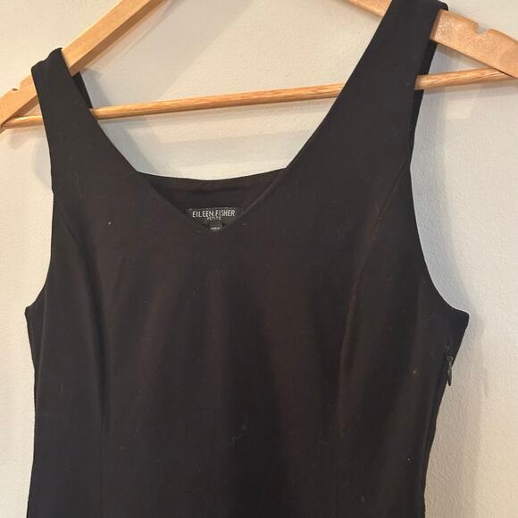 Eileen Fisher Black Ponte Knit V Neck Sheath Dress Sleeveless Sz PP - Picture 5 of 7